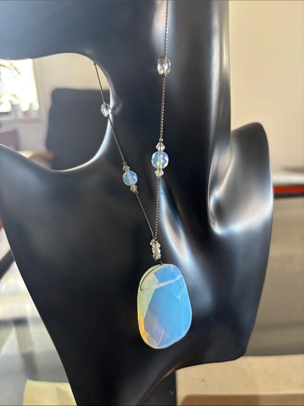 Necklace Moonstone Glass Opalite Sea Opal - Picture 5 of 14